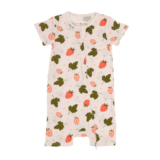 Short Sleeve Zipper Strawberry Fields